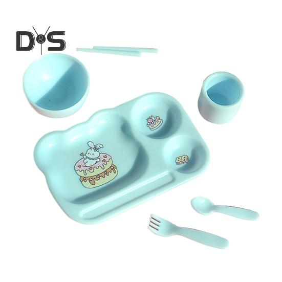 

1:12 мини-столовых приборов, миниатюрный набор столовых приборов, пластиковые мини-тарелки, ложки, вилки, миски, чашки, палочки для еды, модельные аксессуары для декора мини-кухни, детские игрушки синий