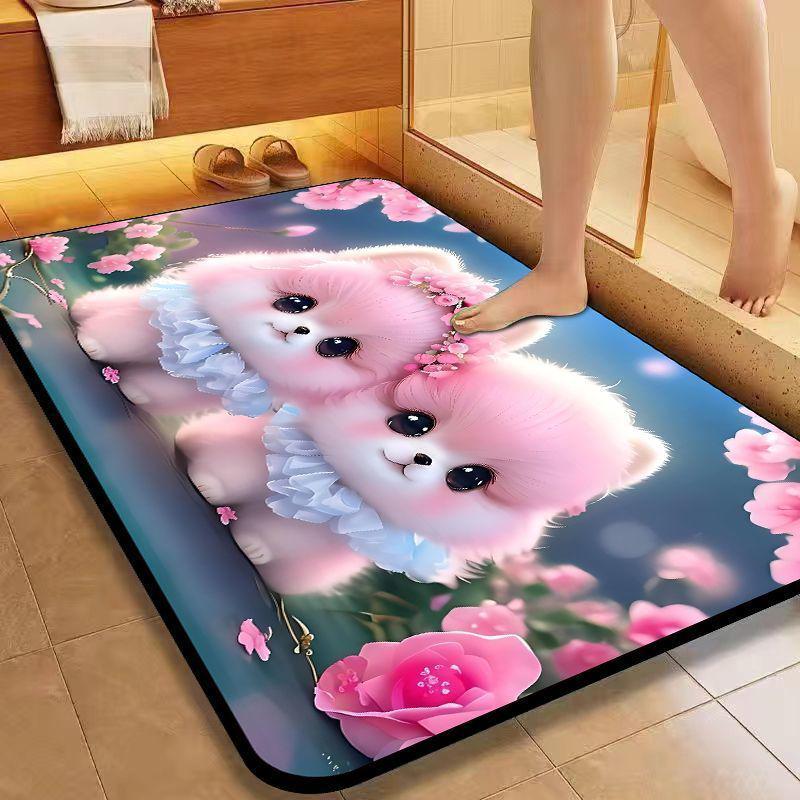 Cute Dog Quick-Dry Non-Slip Diatomaceous Earth Bath Mat