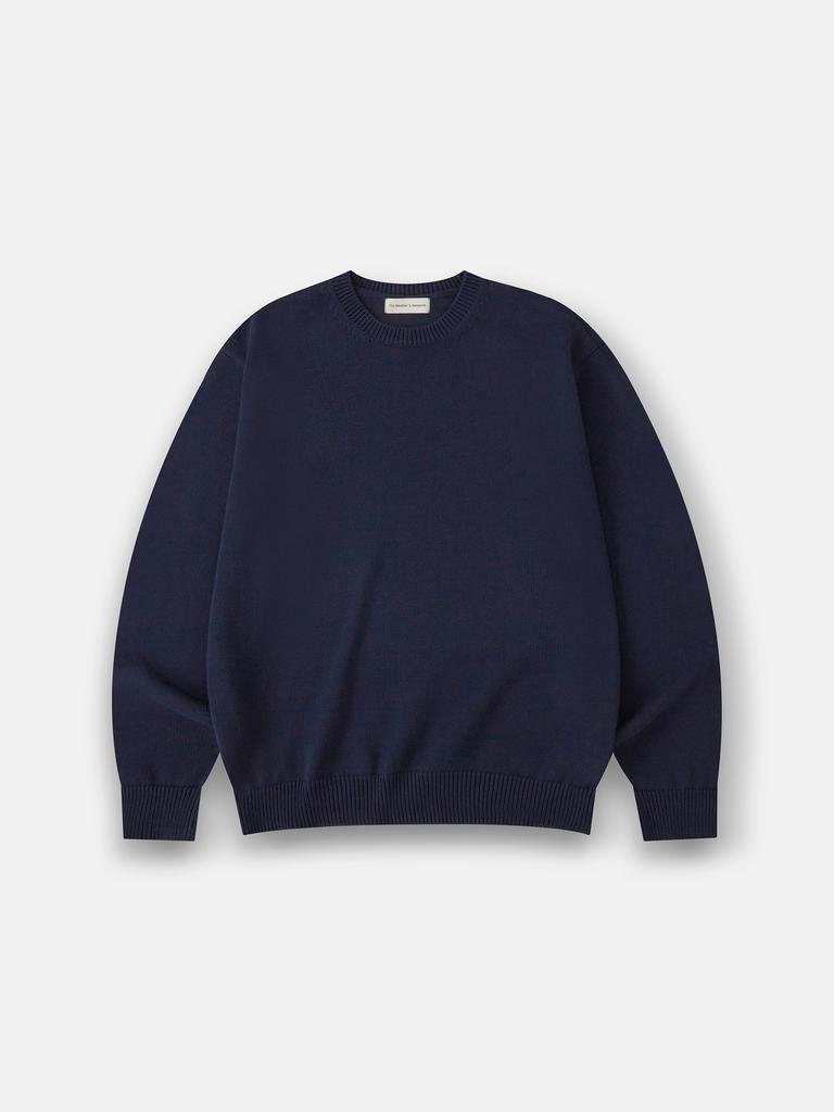 Deowedeoijeueosseom Cotton Heavy Knit Crew Neck (Navy)