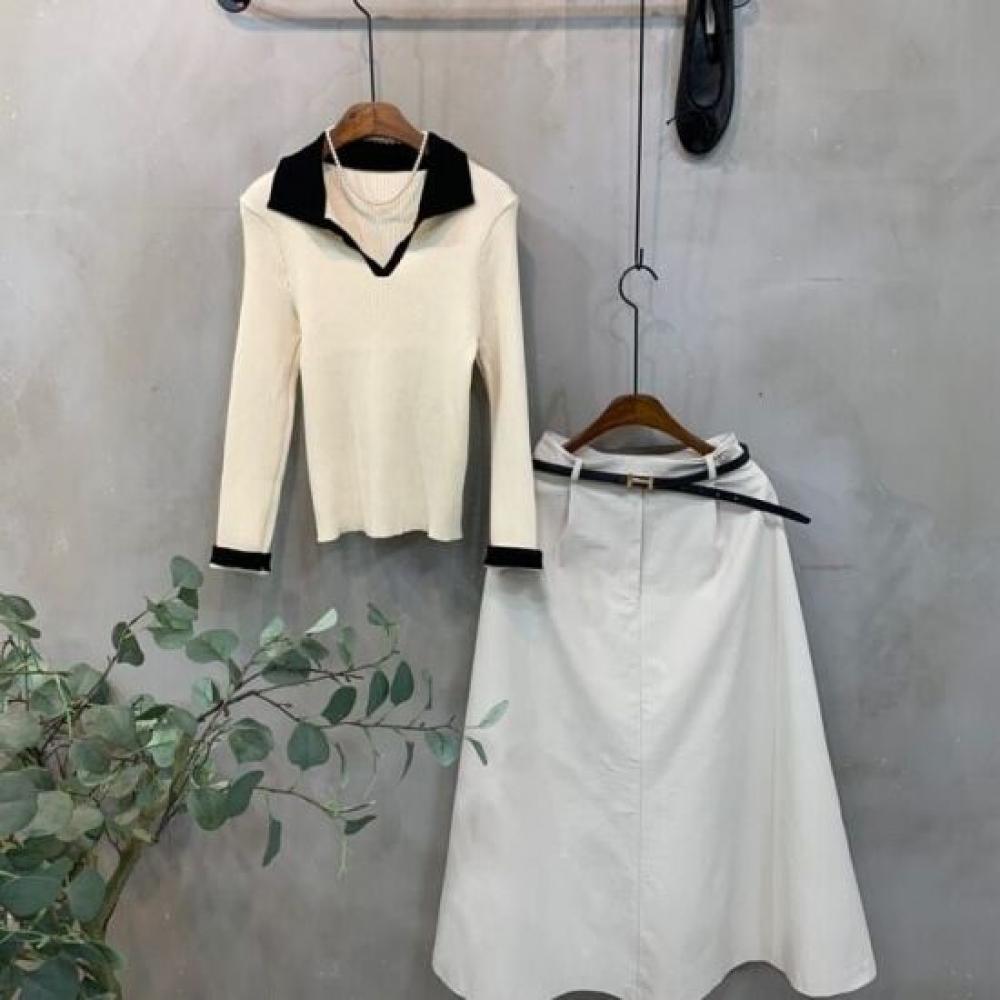 C S In The Room Women daChi Color bloCk Collar V neCk Slim Fit Long SleeVe Knit