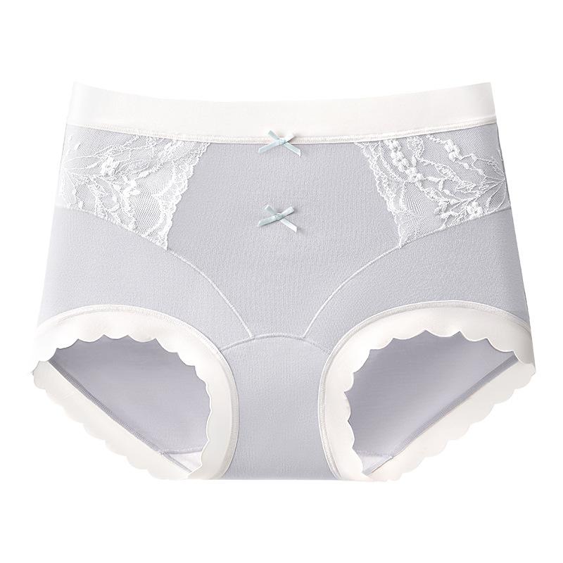 

Female Spring and Autumn New 10a Class Antibacterial Cotton Extended Crotch Non Trace Soft High Waist Triangle Briefs M светло-серый