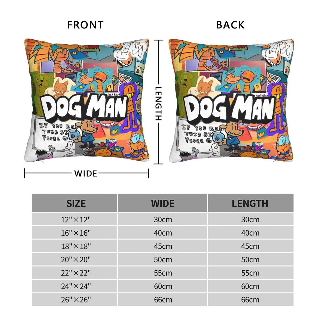 Dog Man Dogman Movie Comic Square Pillow Cases Cartoon Cushion Cover Creative Zippered Decorative Pillowcase for Sofa 40x40cm