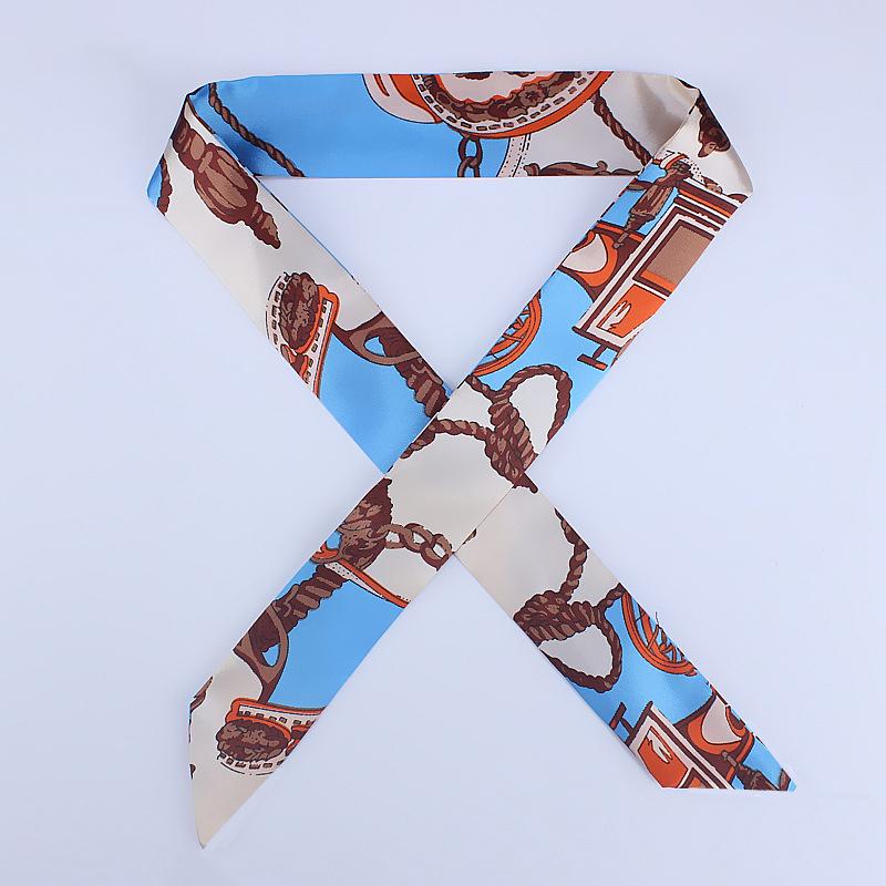 New Fashion Retro Pinrt Bag Luxury Designer Womens Silk Scarf Headwear Long Skinny Tie Scarves Ribbon Accessories Summer