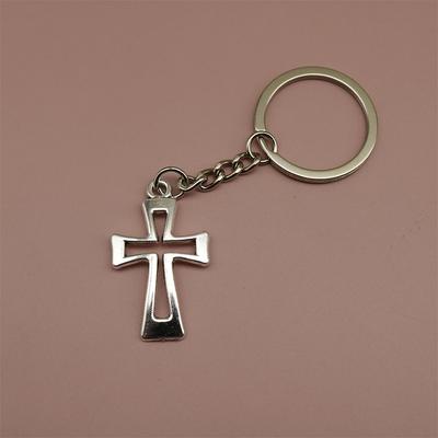Hollow Cross Pendant Keychain For Women Men Creative Car Key Ring Simple Retro Backpack Decoration Accessories Gifts