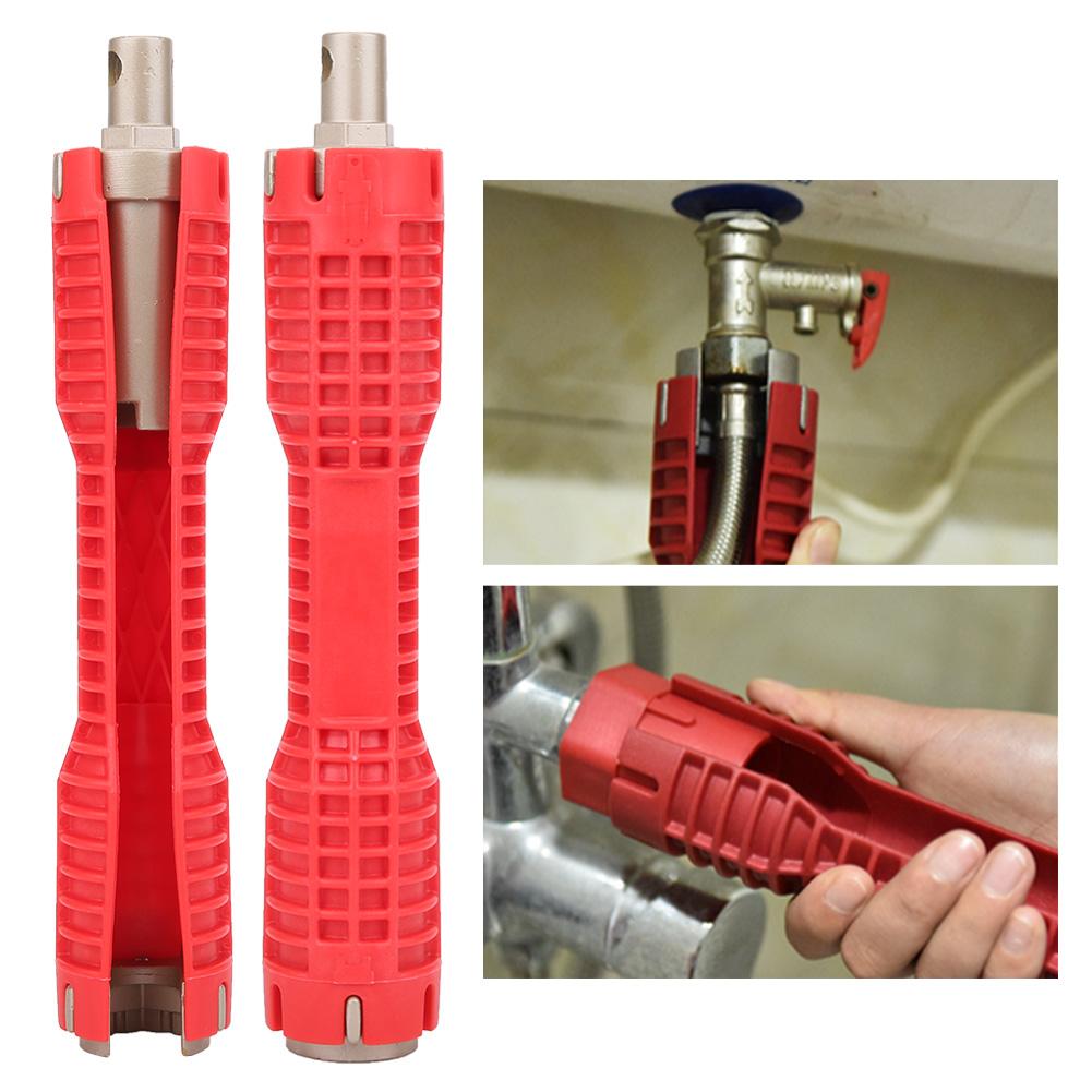 Multifunction Water Pipe Spanner Sink Faucet Socket Wrench Plumbing Tools for Home Use Red