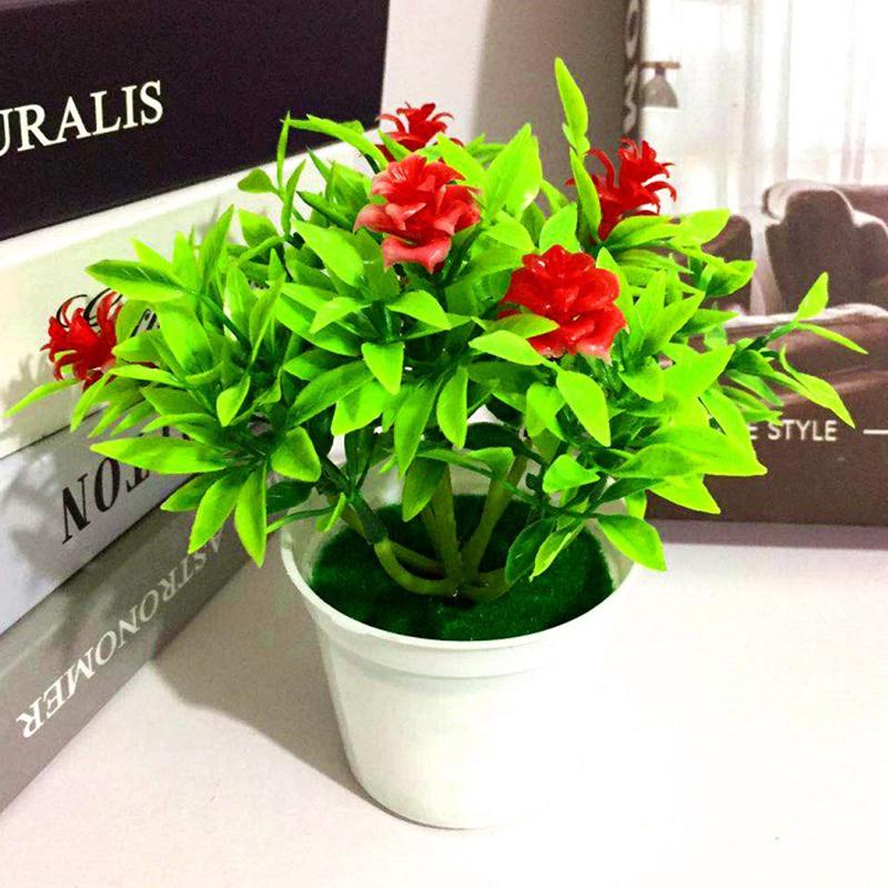 Brighten Your Surroundings Plastic Rose Mini Potted Plant Bonsai Home Decor