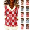 Women's Fashion Fleece V,Neck Pullover Valentine's Day Long Sleeve Top