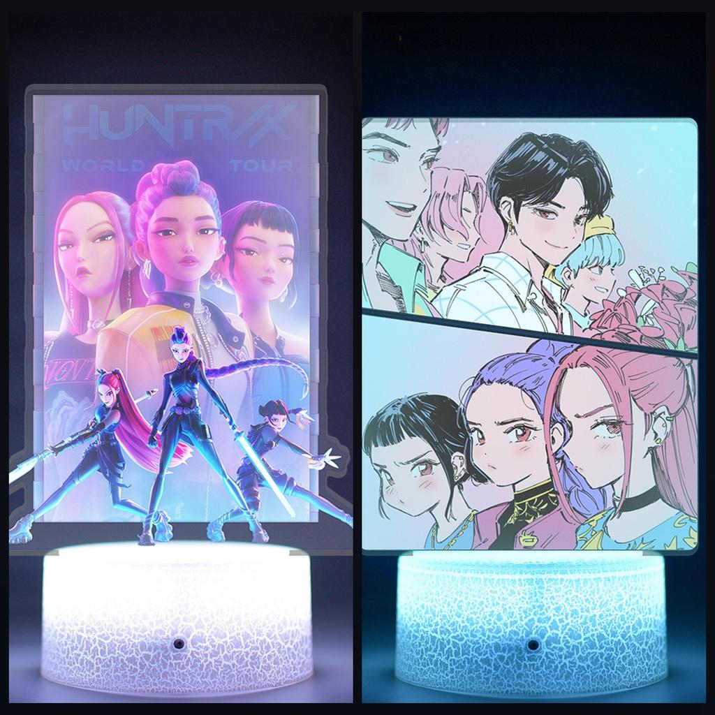 KPop Demon Hunters Kawaii Zoe Mira Rumi Saja Boys Monochrome Light Remote Control 16 Color Night Lights