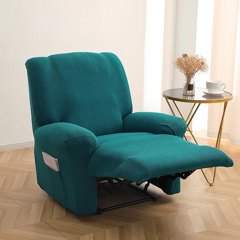Elastic Armchair Cover 1 Seater Polar Fleece Recliner Sofa Cover Non-Slip Relax Accent Reclining Sofa Cover Living Room