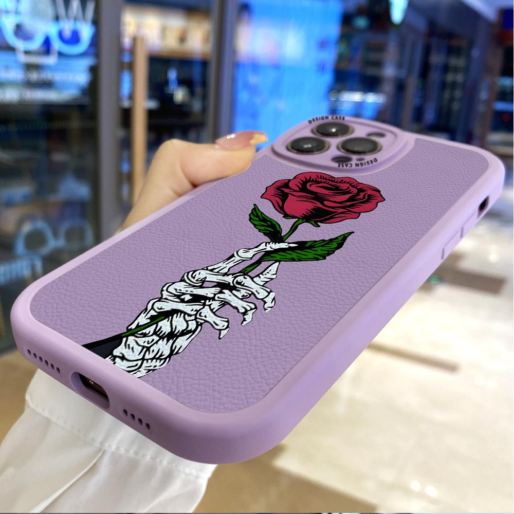 Slim Skin Feeling Cartoon Flowers Tulipany Miękkie silikonowe etui ze skóry PU na telefon Samsung Xiaomi Poco Redmi