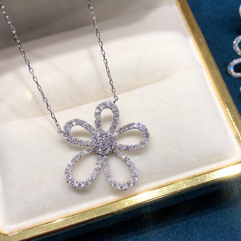 Luxury Jewelry Set for Women Flower Zircon Ring Earring Necklace Set Wedding Bride Jewelry Set  Women Zircon Necklace