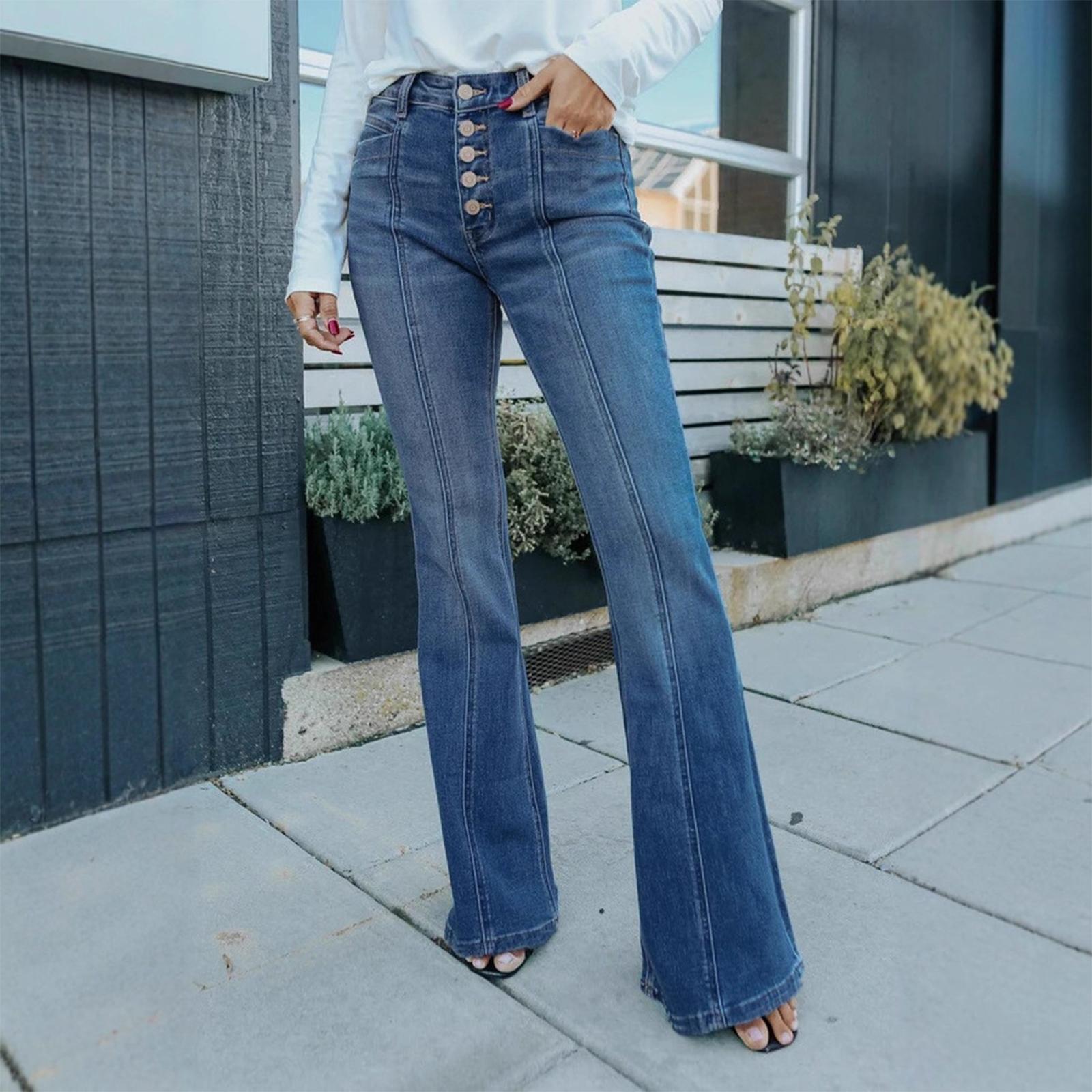 

Женские эластичные джинсы с высокой посадкой, модные джинсы XL