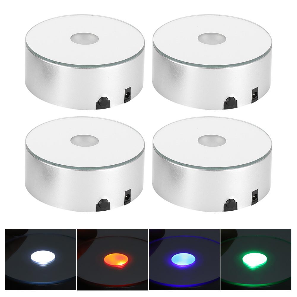 4Pcs Light Base For Crystal Ball Art LED Display Stand Home Decoration Supplies Colorful Light