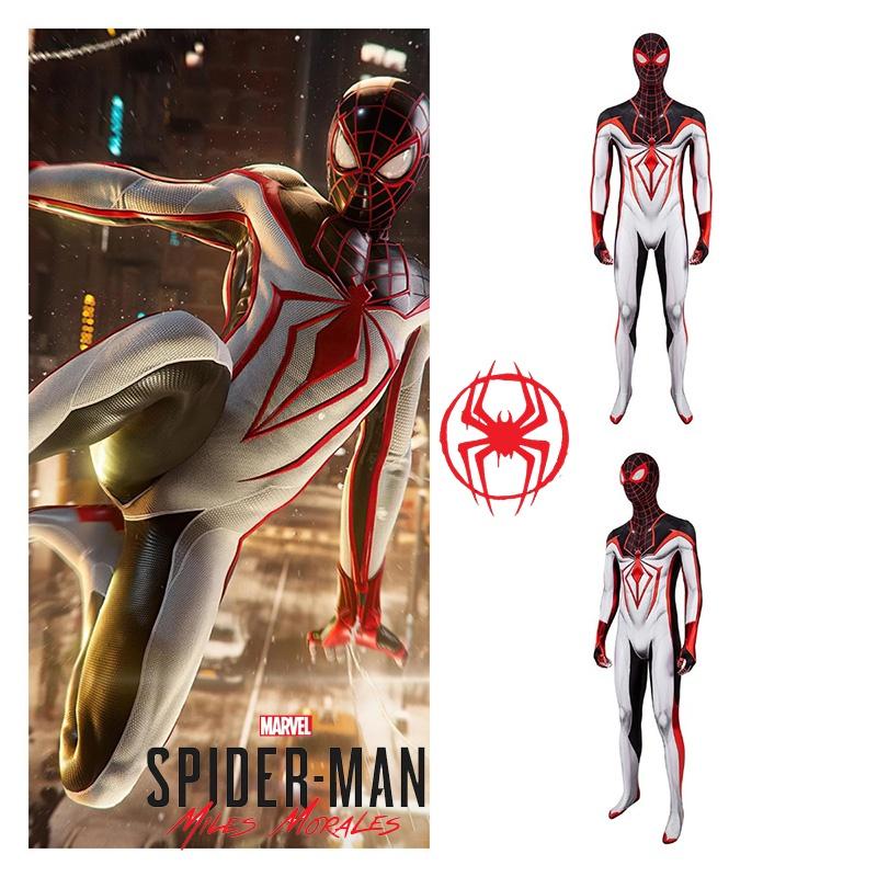 Spider-man Ps5 Miles Morales T.r.a.c.k. Costume da Cosplay Bianco per Adulti