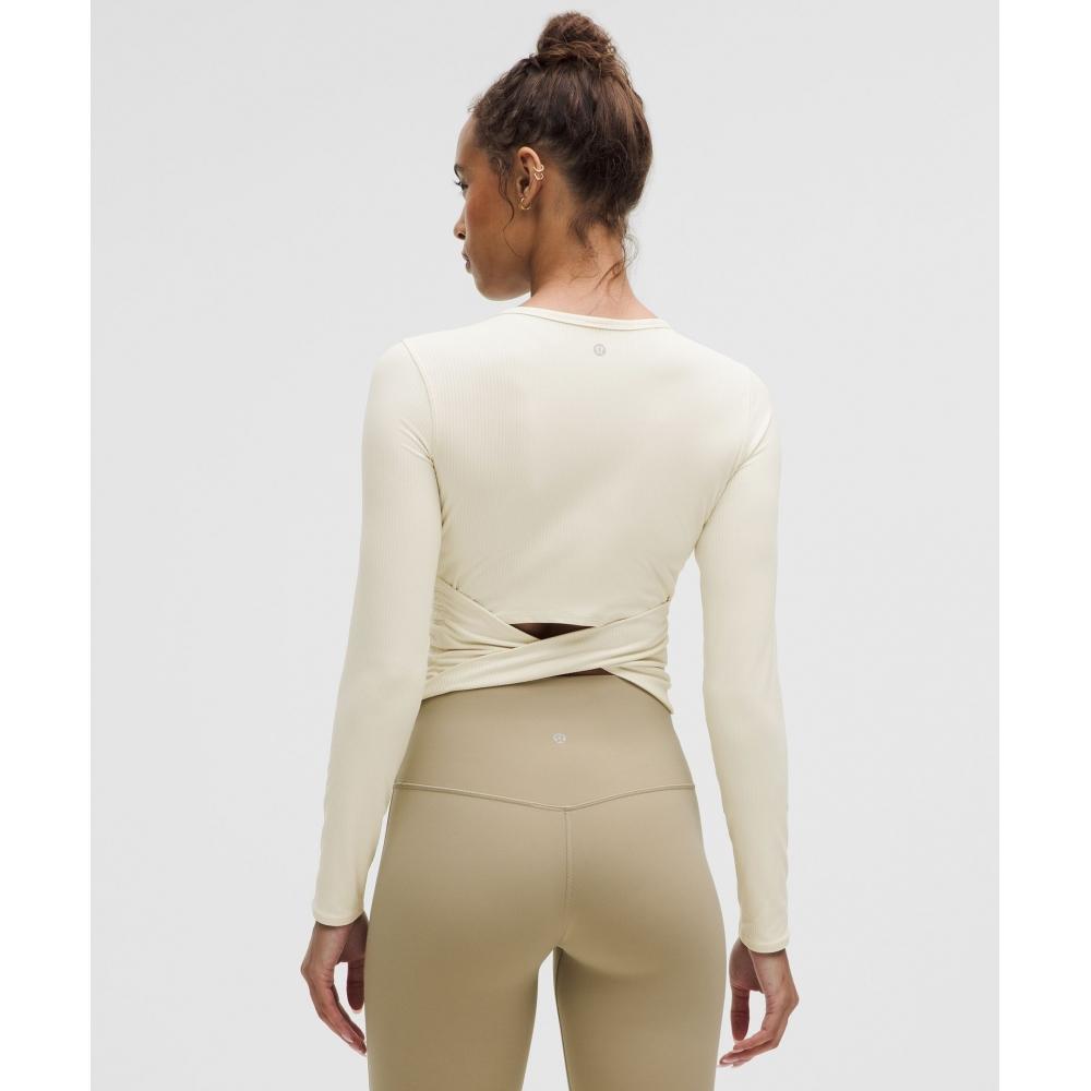 Lululemon All It Takes Back Twist Ribbed Long Sleeve Shirt Light Ivory