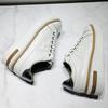 Women Flat Platform Sneakers Real Leather Color Matching White Shoes Casual Embroidery Increased Lace Up Comfort Students Shoes