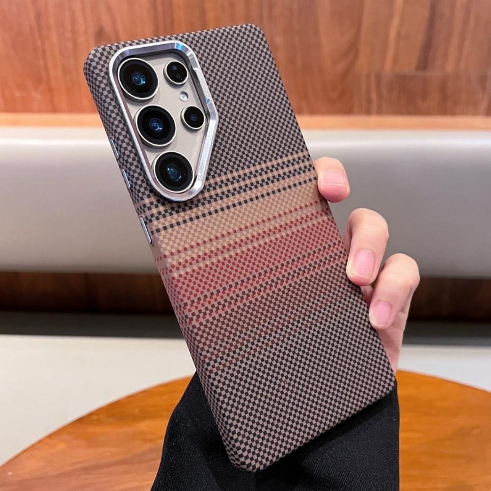 Luxury For MagSafe Carbon Fiber Texture Case For Samsung S25 S24 S26 Ultra Wireless Charging Alloy Lens Shockproof Hard Cover