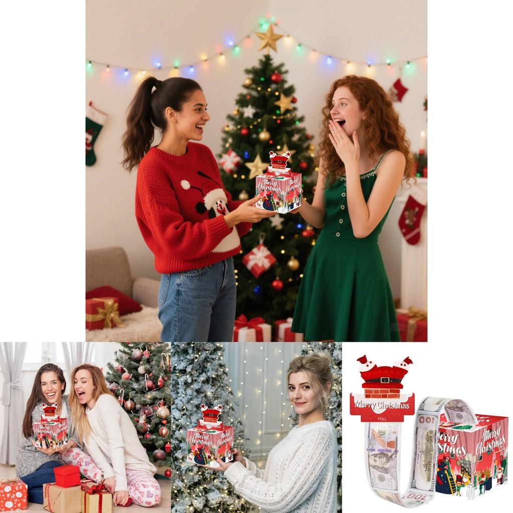 Christmas Party Decorations Gift Box With Red Gradient Finish For Holiday Celebrations