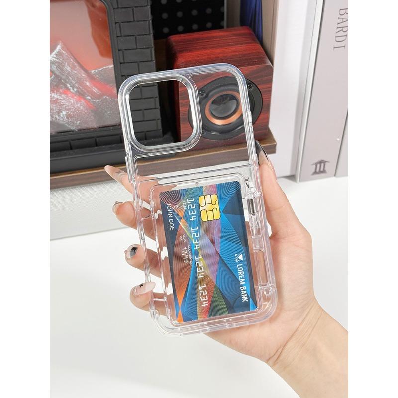 For IPhone 16 ProMa Card Case Phone Case for Apple 16 Pro Transparent Card Insertion Anti Drop Protective Cover Ins Wind