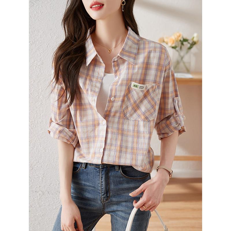 Women's Long-sleeved Hong Kong Style Retro Top Autumn New Pure Cotton Shirt