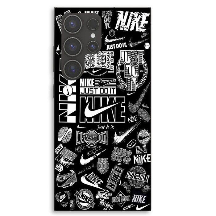 Coque Pour Samsung Galaxy S23 Ultra Nike air logo Graffiti Noir et blanc Maniacase noir