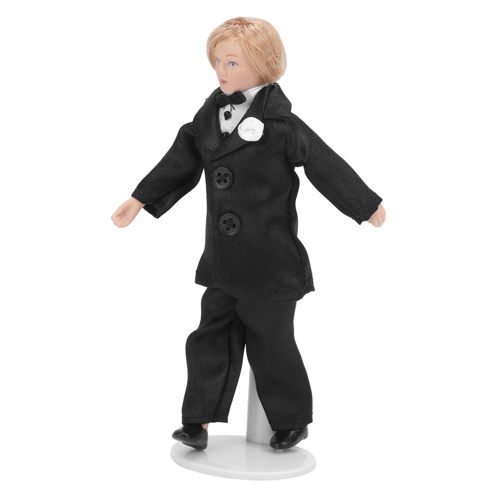 Doll House Groom Miniature Porcelain Doll Groom 1/12 Scale Dollhouse Decoration Accessory