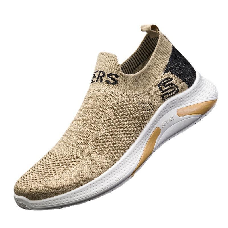 Spring and Summer Slip-on Casual Shoes New Flying Woven Breathable Running Shoes Men Sneaker