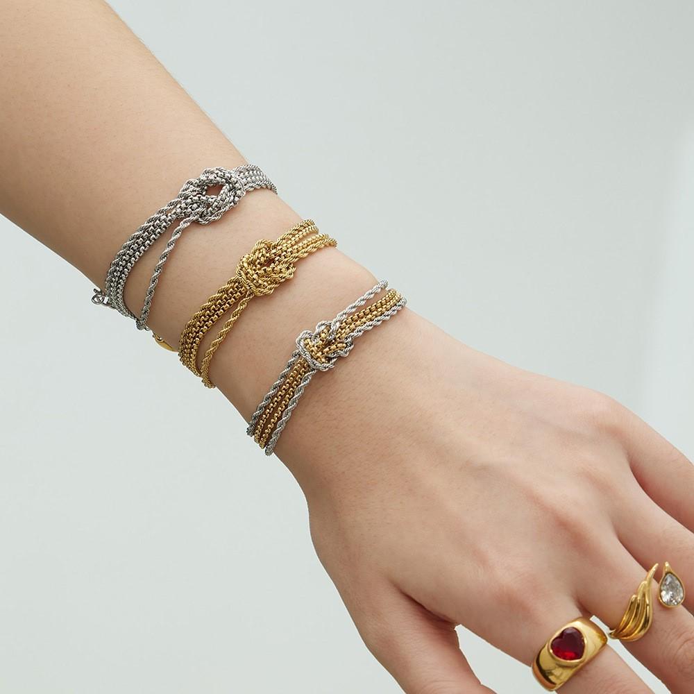 4 Twisted Chain Knotted Bracelet In Stainless Steel 18K Gold Plated Bracelets Handmade Love Knot Bracelet Bangle for Women