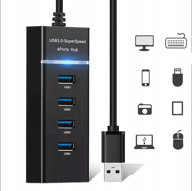 4X USB 3.0 Hub Port Splitter