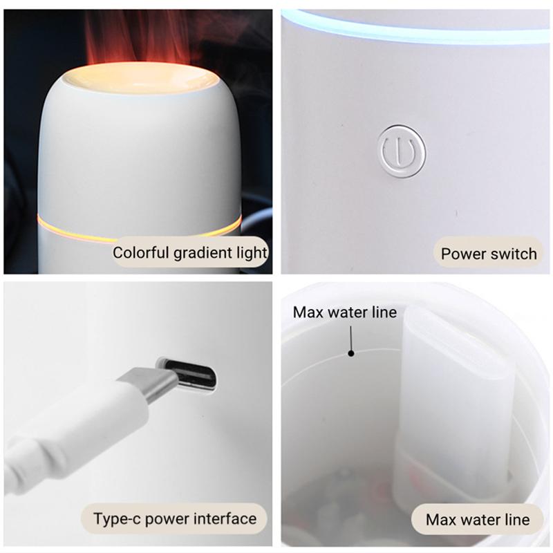 Flame Lamp Aromatherapy Diffuser Usb Air Humidifier For Home Car Mini Essential Oil Diffuser Ultrasonic Cool Mist Maker Fogger