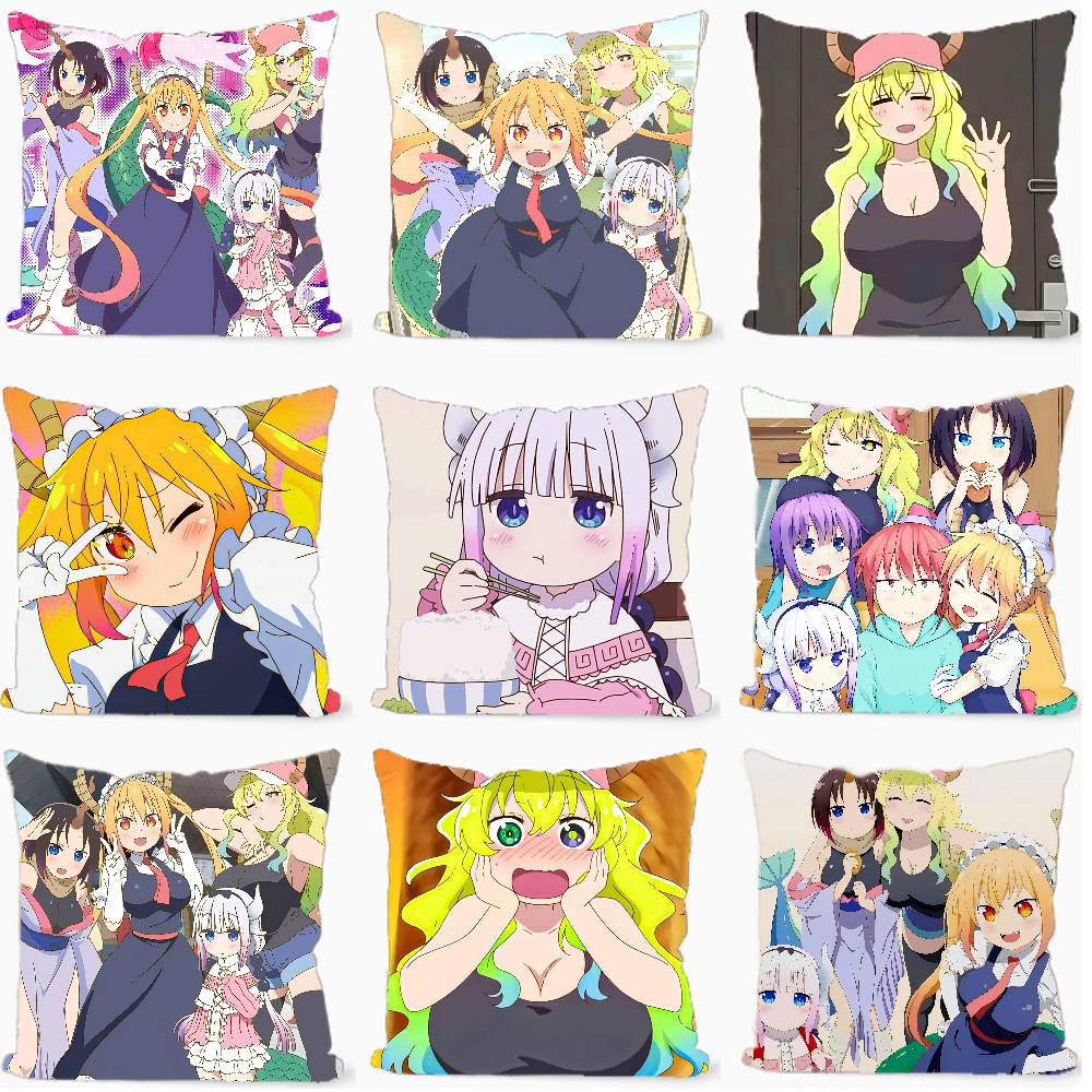 Anime Miss Kobayashis Dragon Maid Pillow Cushion Cover Pillowcase Living Room Sofa Home Decor Customized