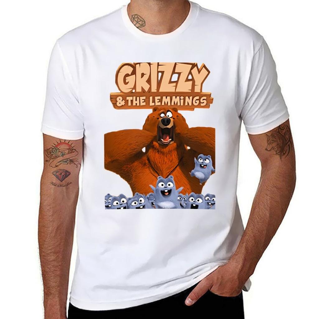 Grizzy und die Lemminge Klassisches T-Shirt Minimalistische Kunst Druck T-Shirt