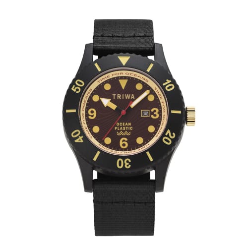

TRIWA Men s & Women s (Unisex) Watch with Recycled Canvas Strap, Brown and Black, Made in Japan, TFO224-CL150101-J, TIME FOR SUB OCEANS CAMP, Authenti