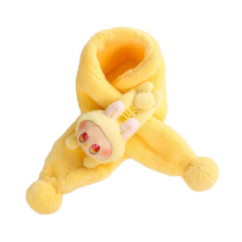 Toddler Christmas Red Scarf - Cute Cartoon Bear, Plush Imitation Rabbit Fur, Thick & Warm Neck Warmer