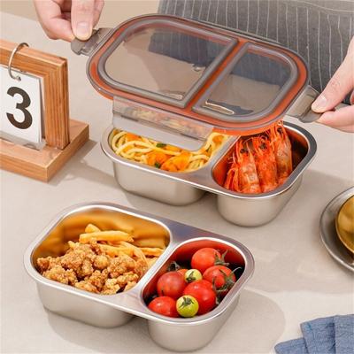 Small Stainless Steel Snack Container with Leak Proof Lid 2 Compartments