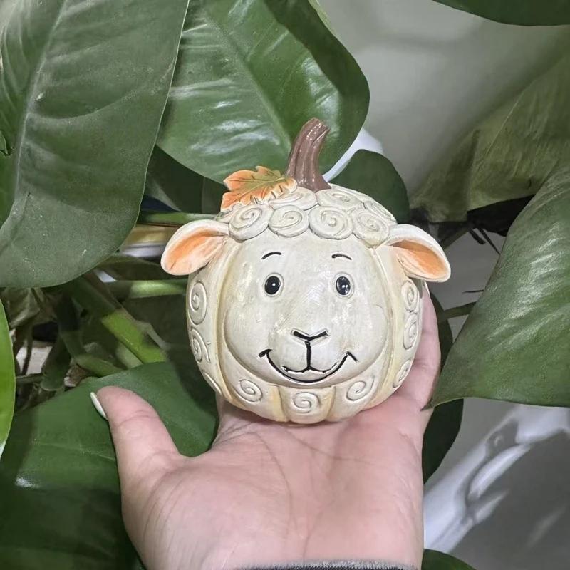 

Farm Animal Pumpkin Figurines Cow Duck Sheep Chicken Pumpkin Ornaments Resin Art Decoration Sculpture Ornament For Indoor Home