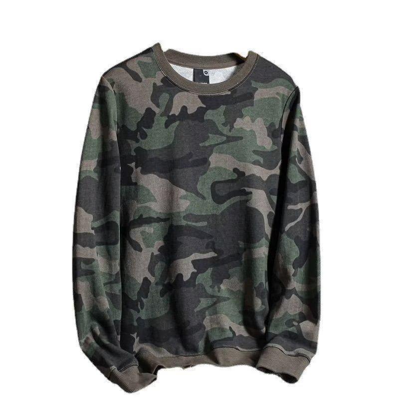Felpa con cappuccio casual da uomo autunnale con stampa mimetica, manica lunga