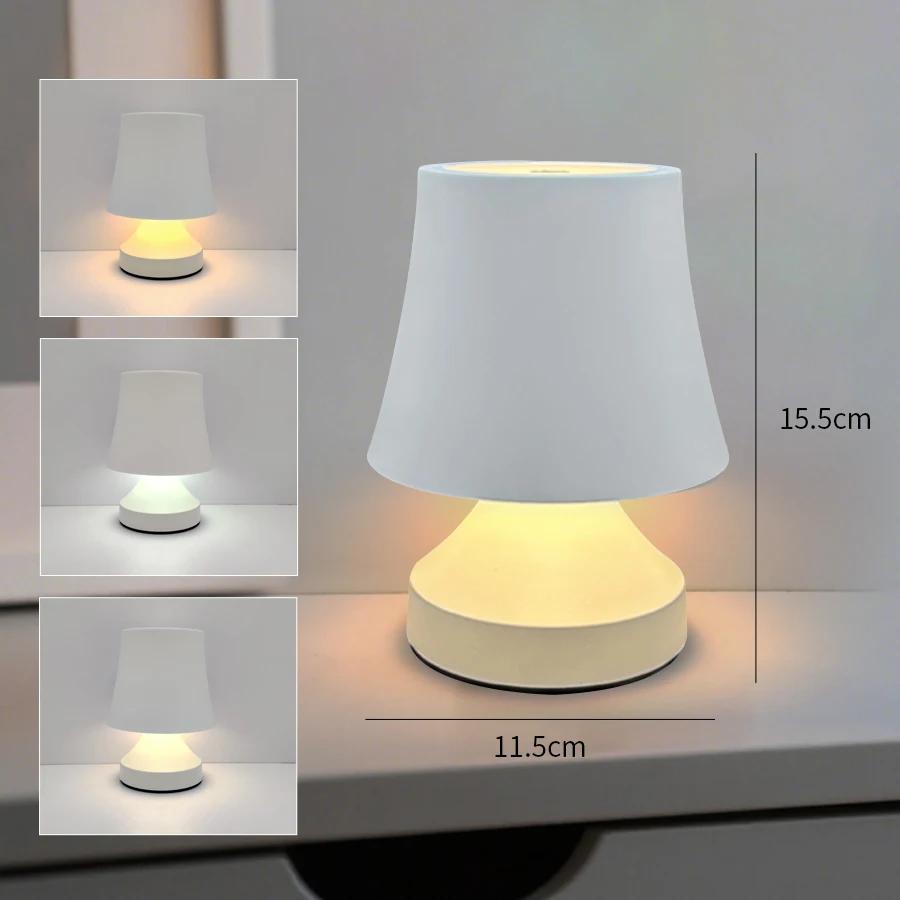 Rechargeable Touch Table Lamp Mushroom Style 3 colors Dimmable Desk Lamp for Bedroom Living Room Restaurant LED Ambient Light