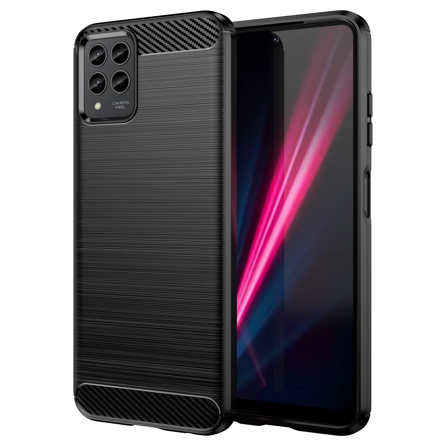 

Чехол из ТПУ с текстурой из углеродного волокна для T-Mobile Revvl 6x Pro 5G Revvl 6 T Phone Pro 5G, противоударный защитный чехол для бизнеса с полной защитой For T Phone Pro 5G чёрный
