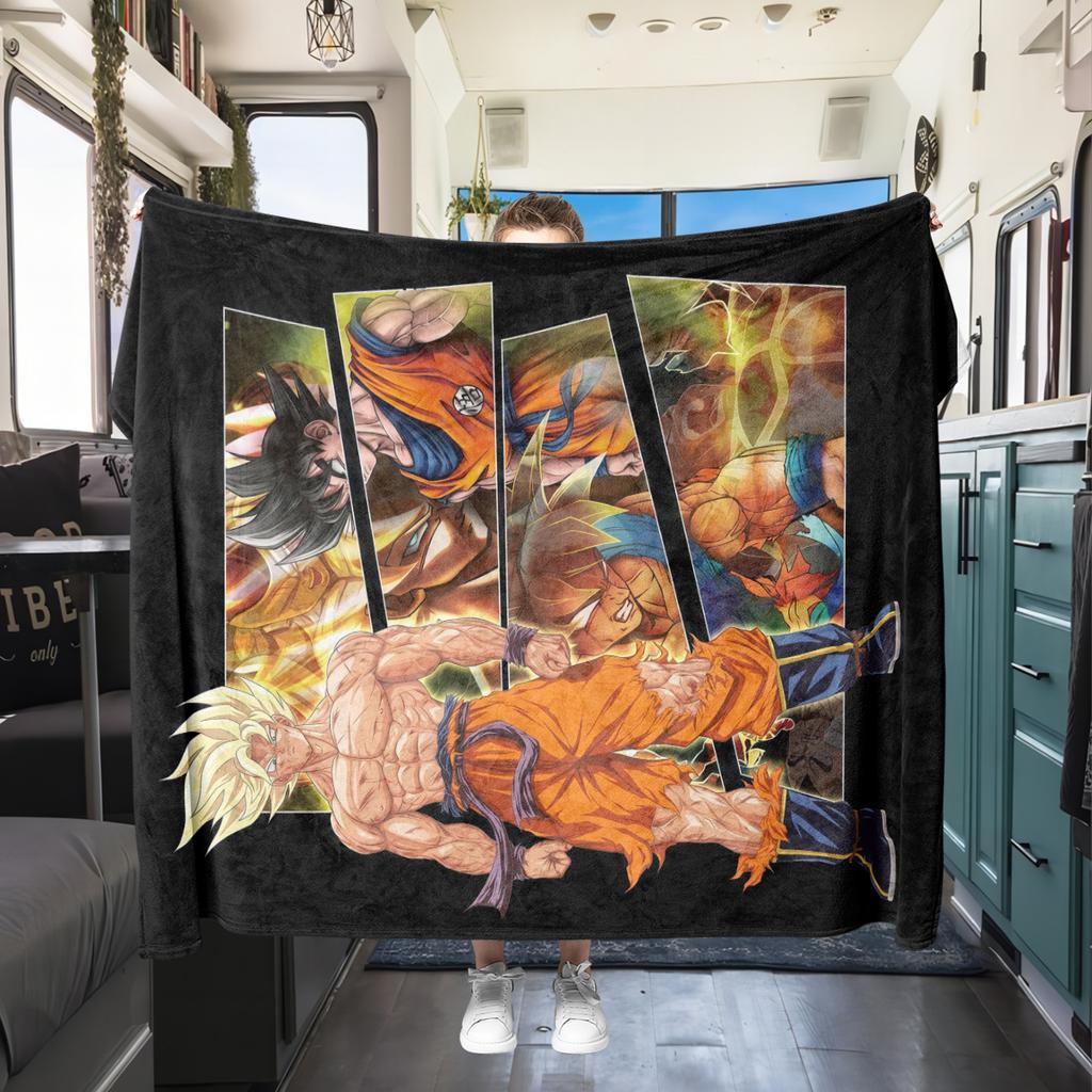 1 vnt. „Dragon Ball Super“ spausdinta flanelinė antklodė, aukštos kokybės, visų sezonų, namų dekoras, šiluma ir komfortas, puikiai tinka Kalėdų dovanoms
