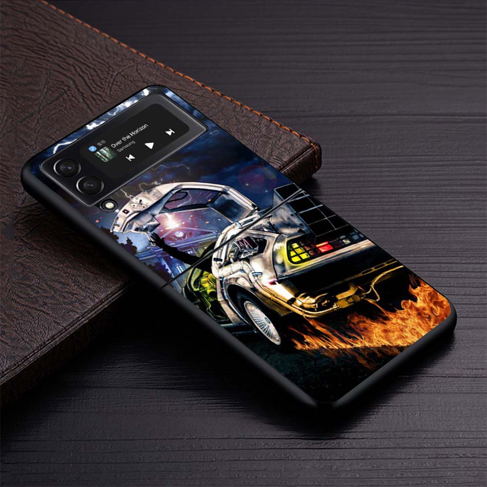 Back To The Future Time Machine Phone Case For Samsung Galaxy Z Flip3 Flip4 Flip5 Flip6 Flip7 For Z Flip 7 6 5 4 3 5G Hard Foldi