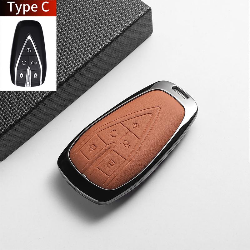 For Changan DEEPAL S07 L07 SL03 S7 G318 S05 Leather Metal Car Key Case Cover Key Protection Shell Fob Key Case Holder Accessorie
