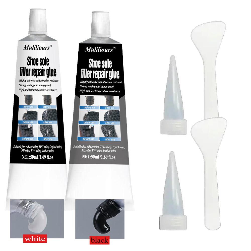 2 Stück Schuhreparatur-Kleber-Kit Weiß Schwarz Sohle Wasserdicht Schnelltrocknend Füll-Reparaturkleber Abriebfester Dichtstoff Rissreparaturmittel