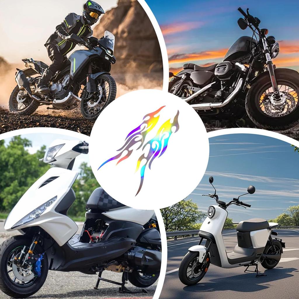 Motorcycle Sticker Decal - Flame Design for Car - Set of 2 Waterproof Emblems