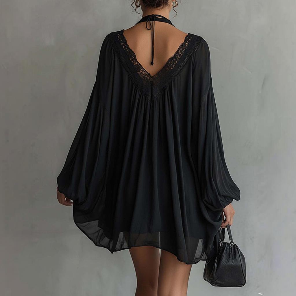 Women's Sexy Lace Patchwork V-Neck Dress