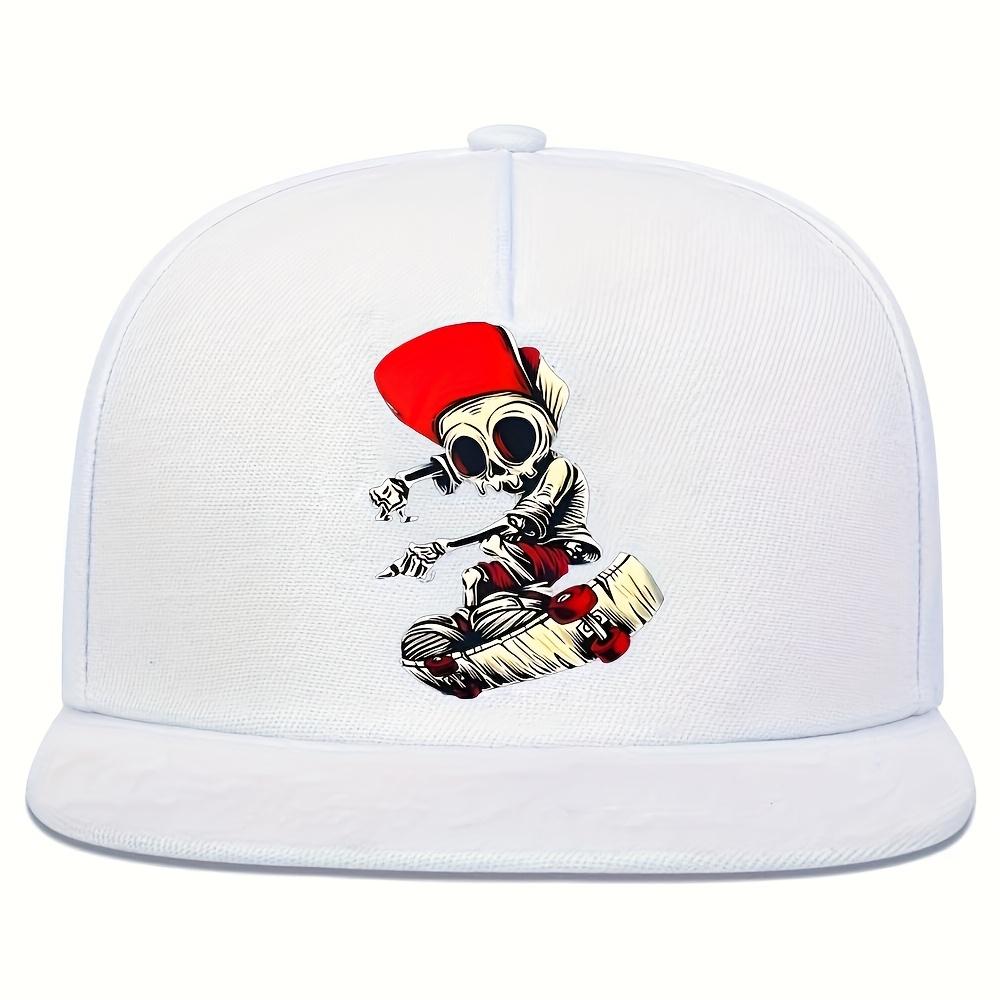 

Бейсболка с принтом скейтбордиста-скелета, унисекс, хип-хоп, уличная мода, регулируемая, полиэстер, снэпбэк One Size