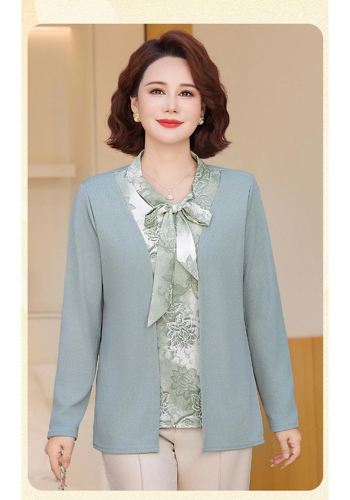 2026 Spring/Autumn Elegant Age-Defying Top for Middle-Aged and Elderly Women - New Style