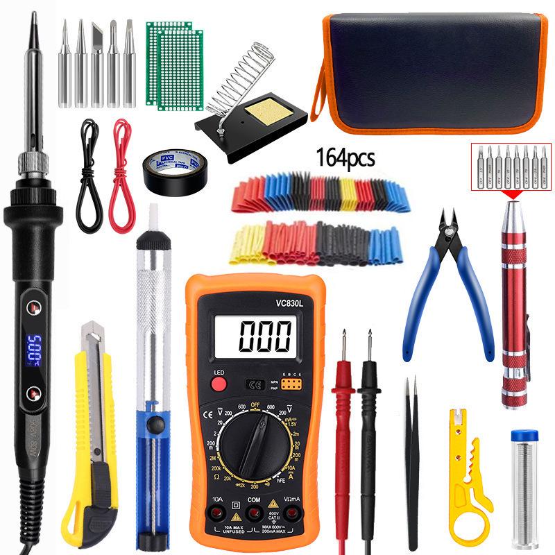 80W Smart LED Electric Soldering Iron Set with Temperature Adjustment and Ceramic Core Desoldering Function.