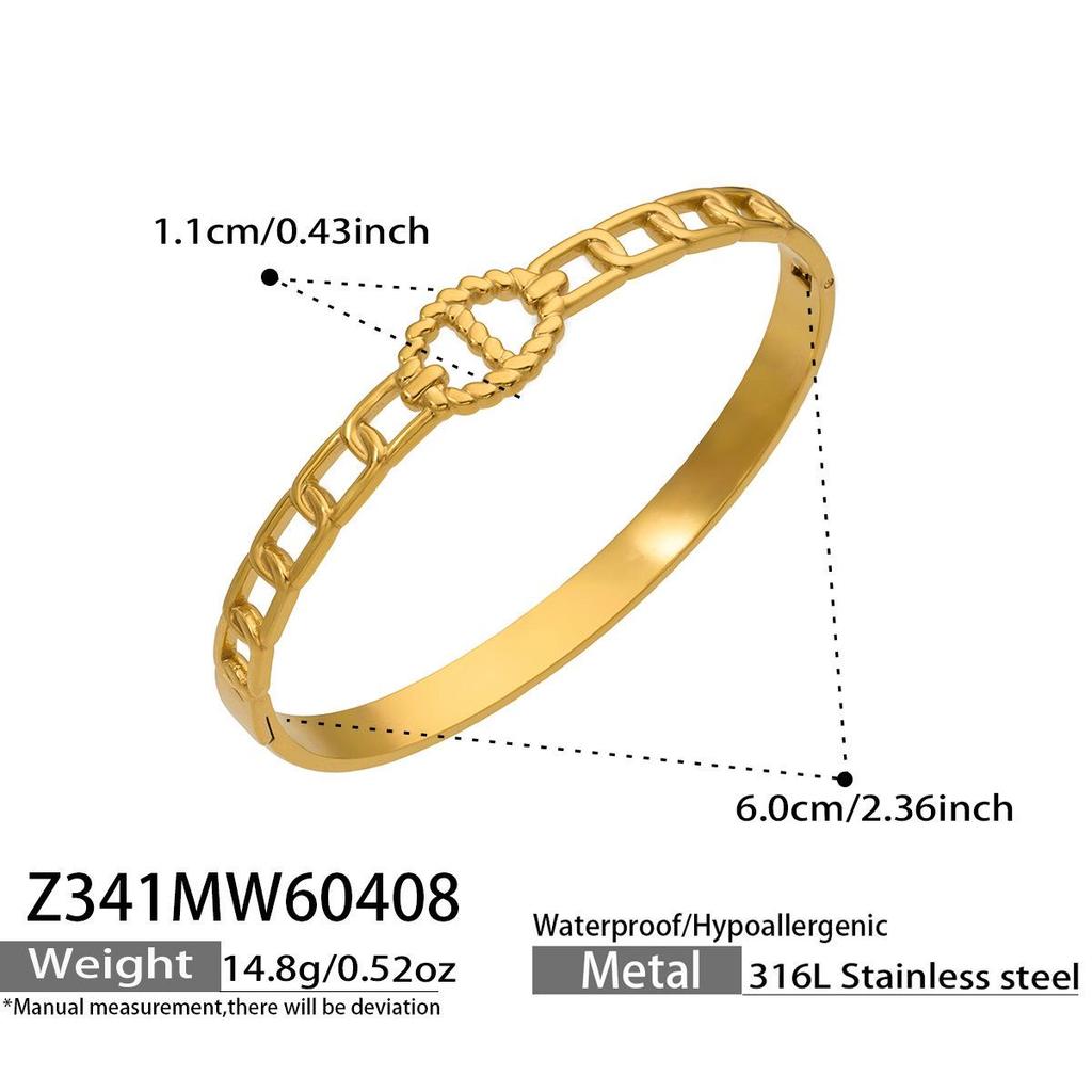 18K Gold Plated Horseshoe Buckle Bracelet for Women, 316L Stainless Steel, Colorfast, Simple and Elegant Design.