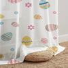 1Pc Sheer Curtain, Pastel Easter Eggs And Floral Pattern, Suitable For Bedroom And Living Room, Rod Pocket Style